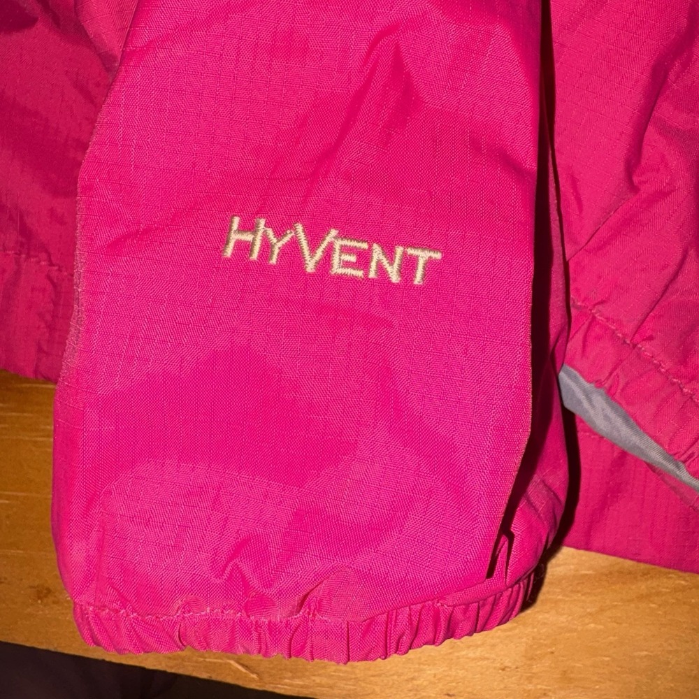 North Face Hyvent Girls Medium 10/12 Pink Hooded Windbreaker Rain Jacket Coat - Picture 5 of 7